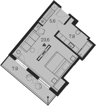 Студия, 37 м², 2/4 этаж, ЖК «Benefit Sky Breeze Sochi»