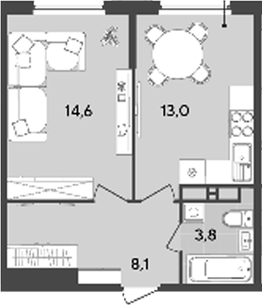 Продается 1-комн. квартира, 39.5 м²