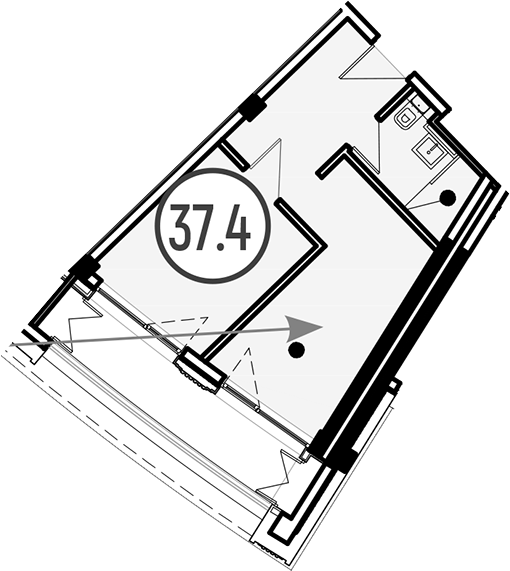 Объект, 37.4 м², 4/4 этаж, ЖК «Гостиничный комплекс GRAND CASCADE»