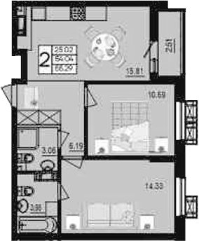 Продается 2-комн. квартира, 54.04 м²