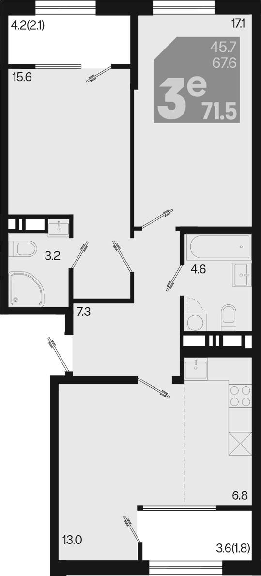 Продается 3-комн. квартира, 67.6 м²