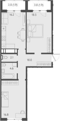 3-комн., 68.2 м², 4/24 этаж, ЖК «Все Свои VIP»