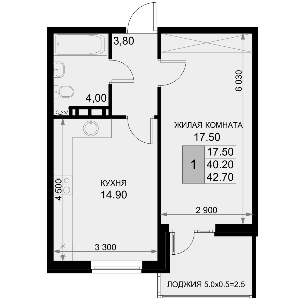 1-комн., 38.5 м², 4/7 этаж, ЖК «История»