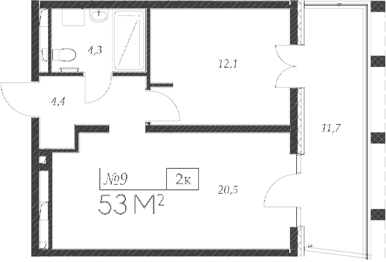 Продается 2-комн. квартира, 41.3 м²