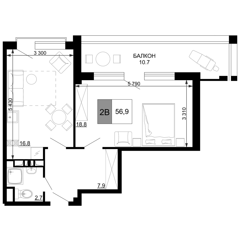 Продается 2-комн. квартира, 46.2 м²