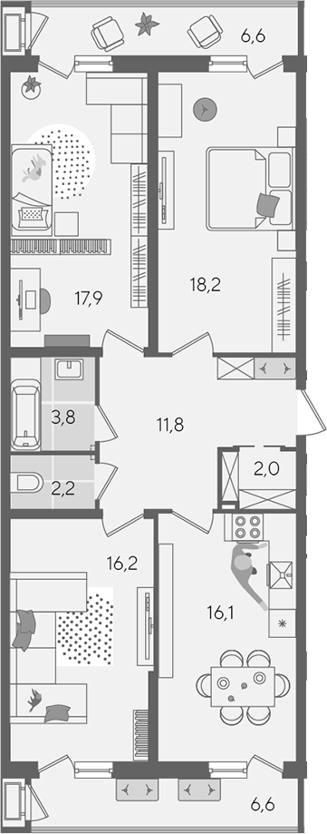 Продается 4-комн. квартира, 88.2 м²