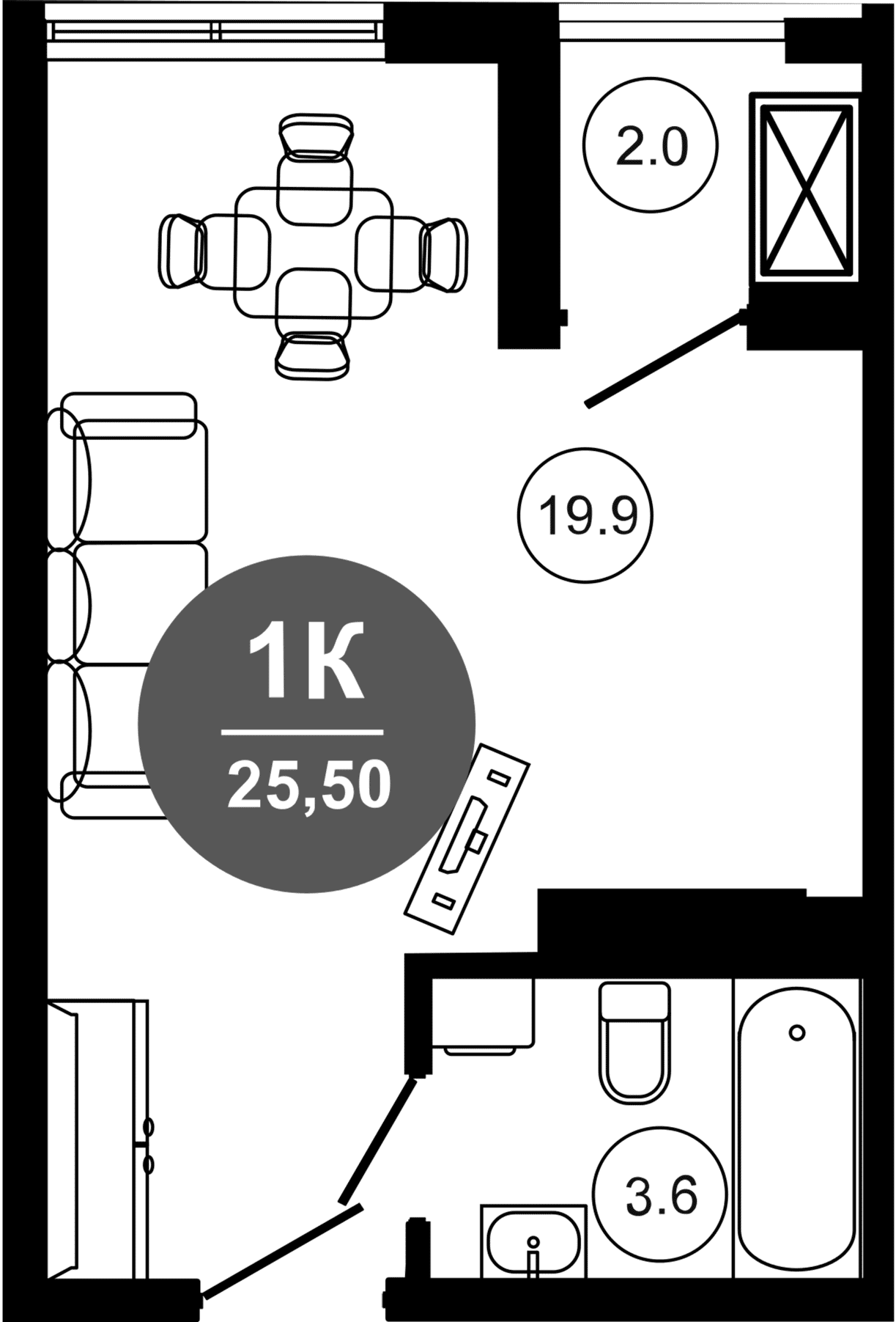 Студия, 23.5 м², 4/10 этаж, ЖК «Гостиничный комплекс GREENMONT»