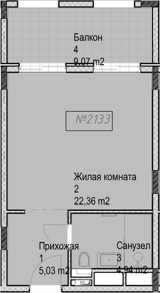 Студия, 32.3 м², 2/4 этаж, ЖК «Гостиничный комплекс Николай 1»