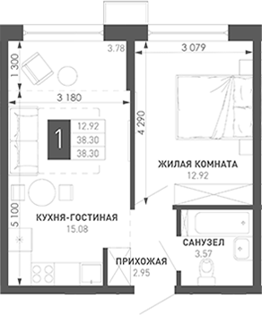 1-комн. Иначе в Молодежном