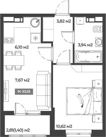 Продается 1-комн. квартира, 32.15 м²
