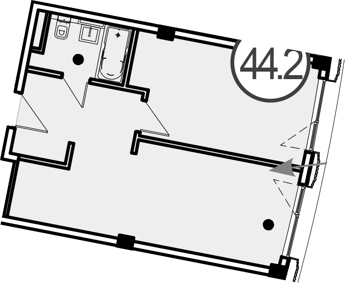 Объект, 44.2 м², 2/4 этаж, ЖК «Гостиничный комплекс GRAND CASCADE»