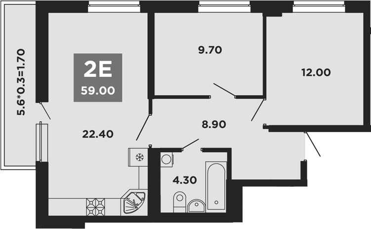 3-комн., 57.3 м², 9/9 этаж, ЖК «НЕО-квартал Красная площадь»