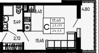 Продается 1-комн. квартира, 23.09 м²