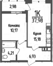 Продается 1-комн. квартира, 36.49 м²