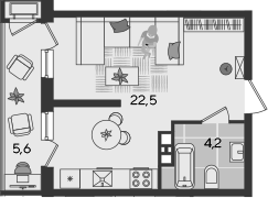 Студия, 26.7 м², 6/24 этаж, ЖК «Рекорд»