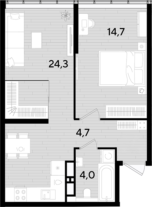 Продается 1-комн. квартира, 47.7 м²