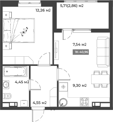 Продается 1-комн. квартира, 38.1 м²