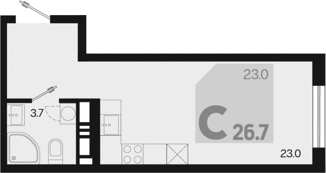 Продается 1-комн. квартира, 26.7 м²