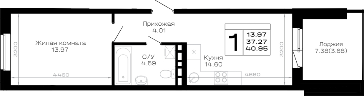 Продается 1-комн. квартира, 37.27 м²