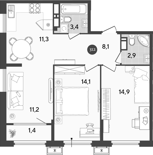 Продается 3-комн. квартира, 65.9 м²