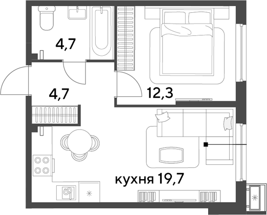 Продается 2-комн. квартира, 41.4 м²