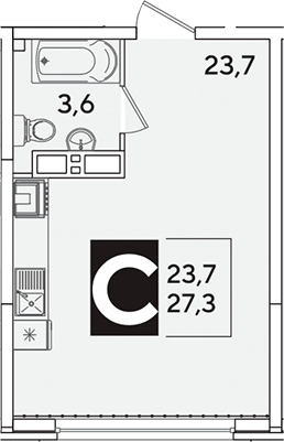 Продается 1-комн. квартира, 27.3 м²