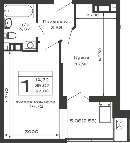 1-комн. Долина
