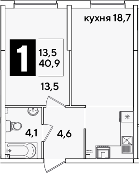 Продается 2-комн. квартира, 40.9 м²