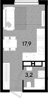 Студия, 21.1 м², 11/16 этаж, ЖК «DОГМА ПАРК»