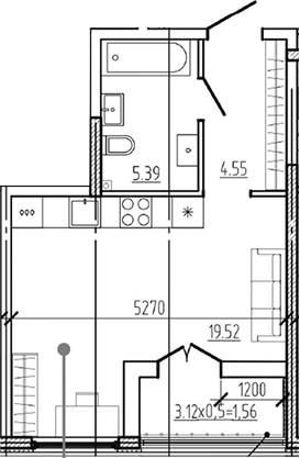 Студия, 29.46 м², 2/18 этаж, ЖК «Моренуар»