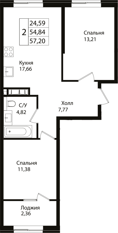 Продается 3-комн. квартира, 54.6 м²