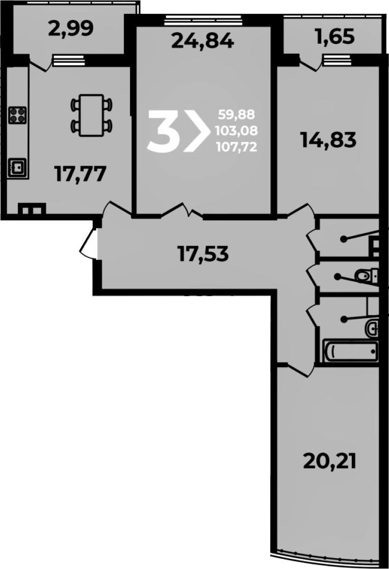 4+ комнаты, 103.08 м², 6/19 этаж, ЖК «Аксиома»