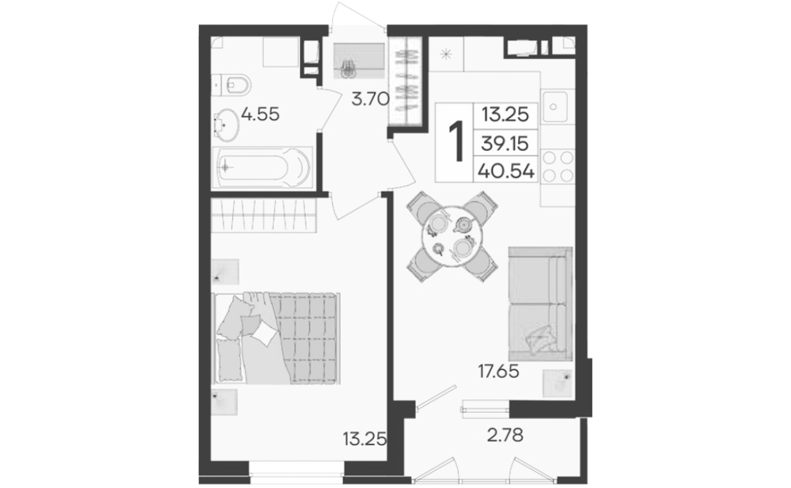 Продается 1-комн. квартира, 39.15 м²