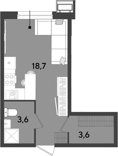 Продается 1-комн. квартира, 25.9 м²
