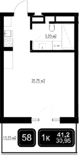 Продается 1-комн. квартира, 30.95 м²