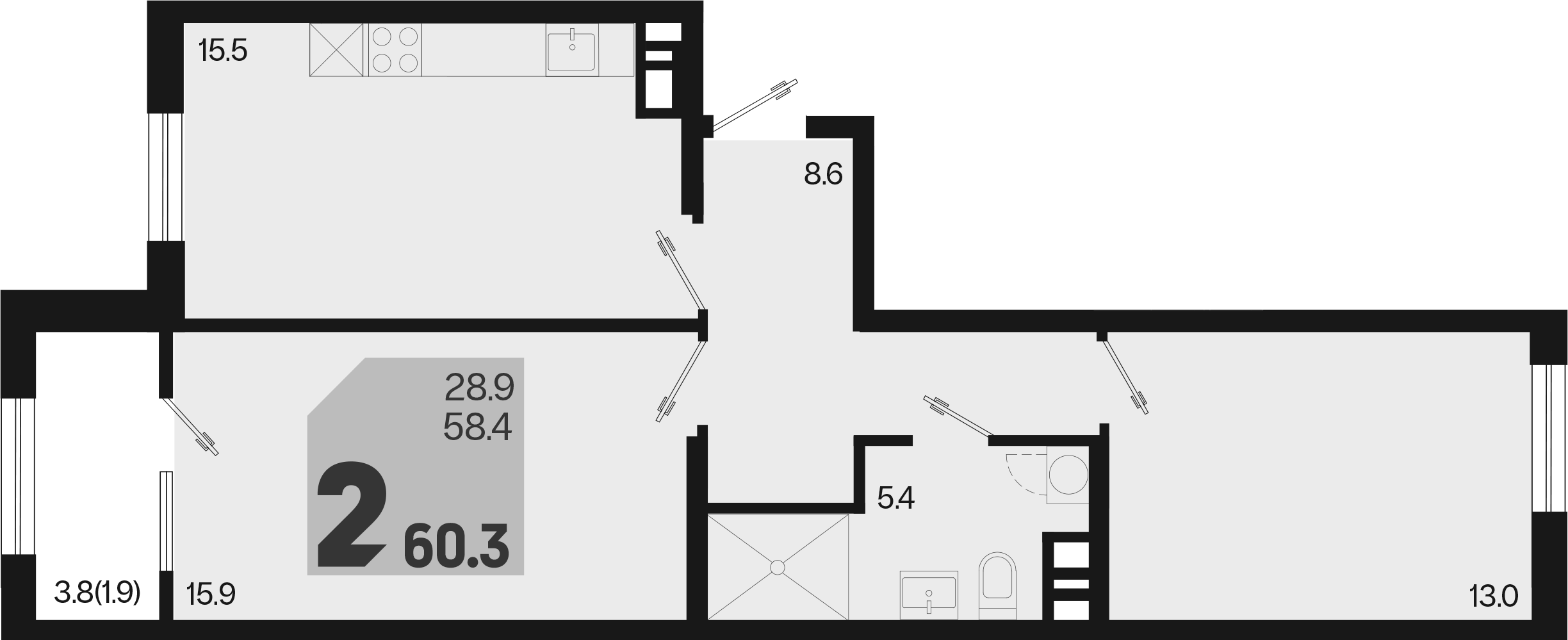 Продается 3-комн. квартира, 58.4 м²