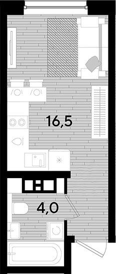Студия, 20.5 м², 6/16 этаж, ЖК «DОГМА ПАРК»