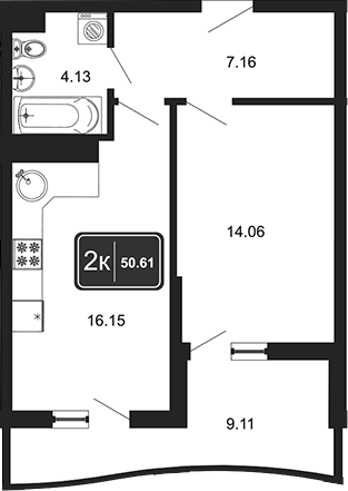 1-комн., 41.5 м², 3/8 этаж, ЖК «Гостиничный комплекс Marine Garden 4»