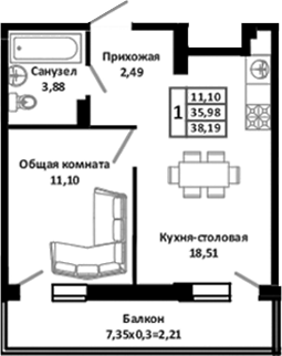 2-комн. Южные Соседи