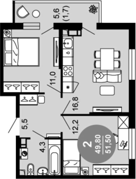 3-комн. Флора