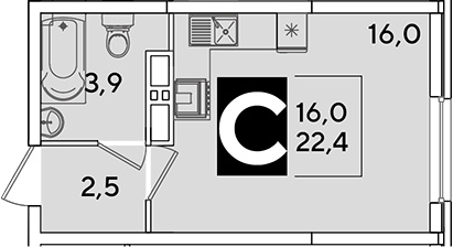 Продается 1-комн. квартира, 22.4 м²