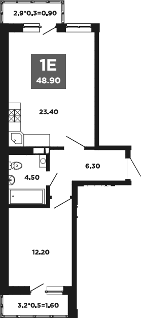 2-комн., 46.3 м², 17/20 этаж, ЖК «НЕО-квартал Красная площадь»