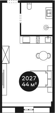 Объект, 43.59 м², 2/4 этаж, ЖК «Резиденция Волна»