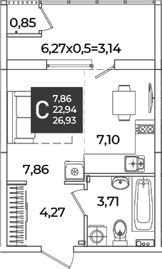 Продается 1-комн. квартира, 22.94 м²