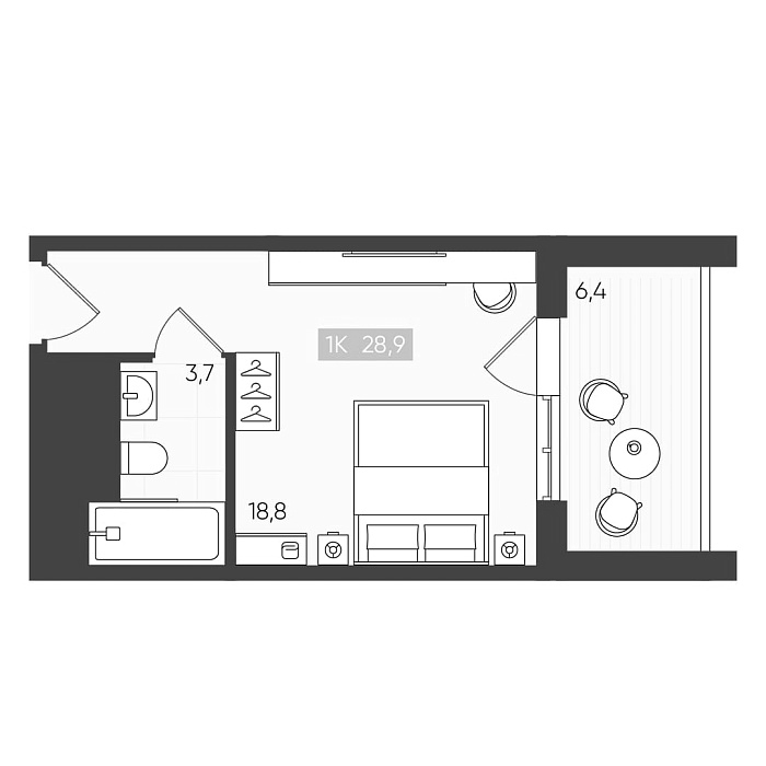 Студия, 22.2 м², 3/6 этаж, ЖК «Палаццо Де Агой»