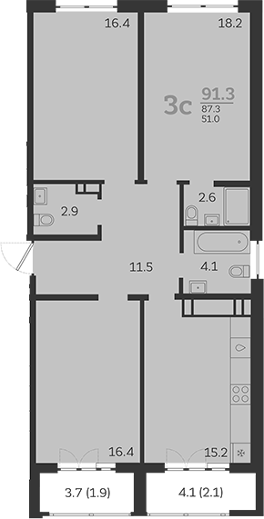 4+ комнаты, 87.3 м², 12/24 этаж, ЖК «Все Свои VIP»