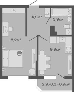 Продается 1-комн. квартира, 33.8 м²