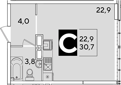 Продается 1-комн. квартира, 30.7 м²