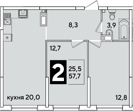 Продается 3-комн. квартира, 57.7 м²
