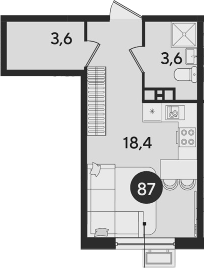 Продается 1-комн. квартира, 25.6 м²